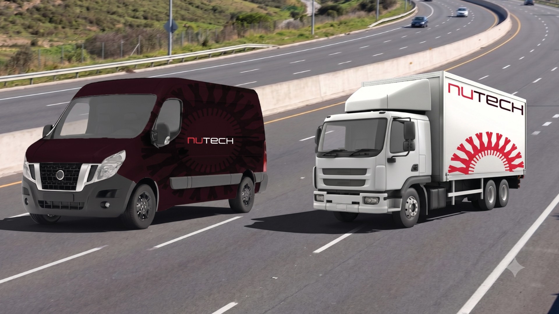 Nutech branded van and distribution truck visual
